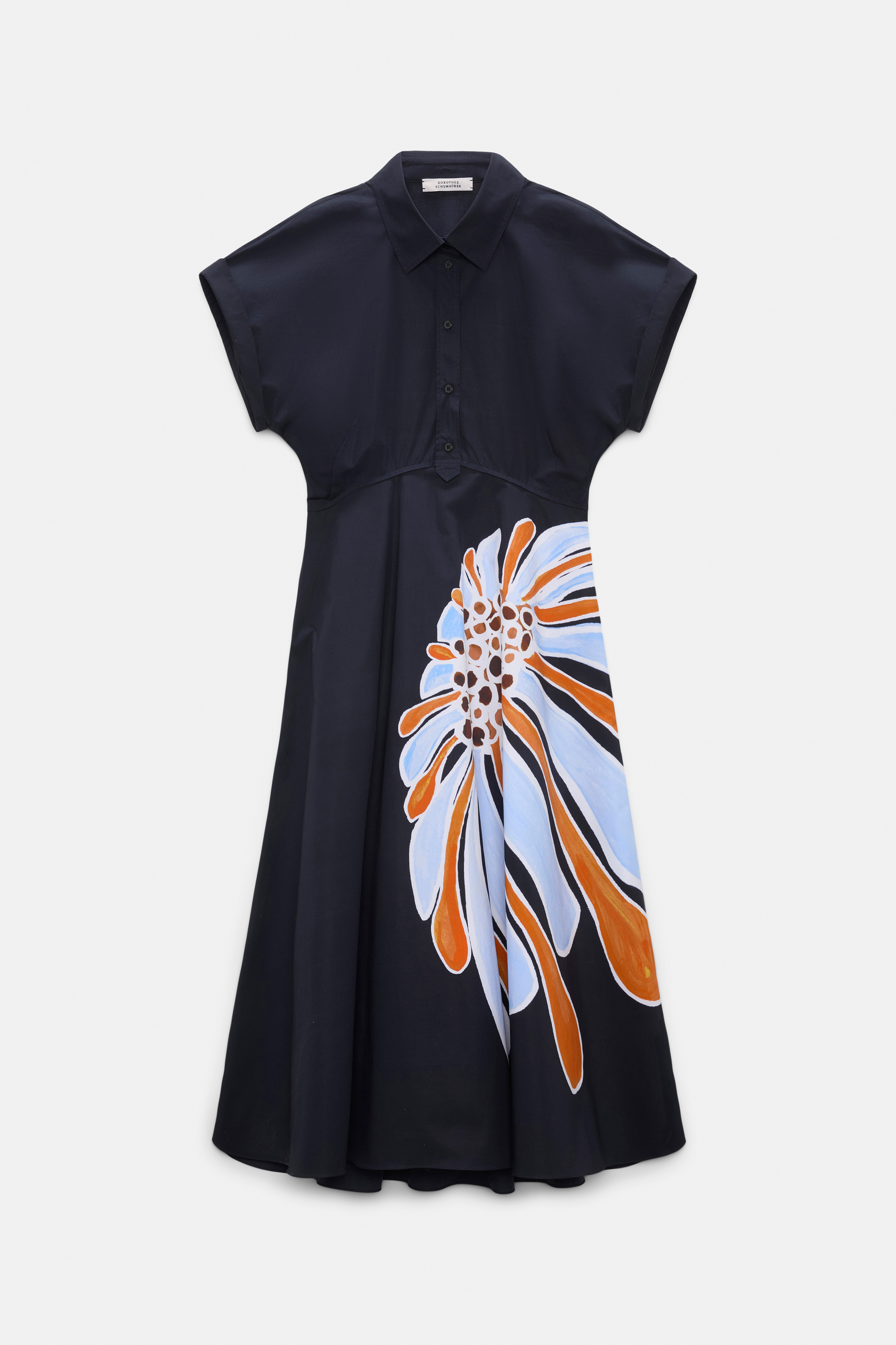 Dorothee Schumacher Printed cotton poplin dress dream flower navy